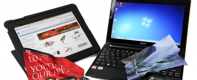 microfibre cloths and laptop