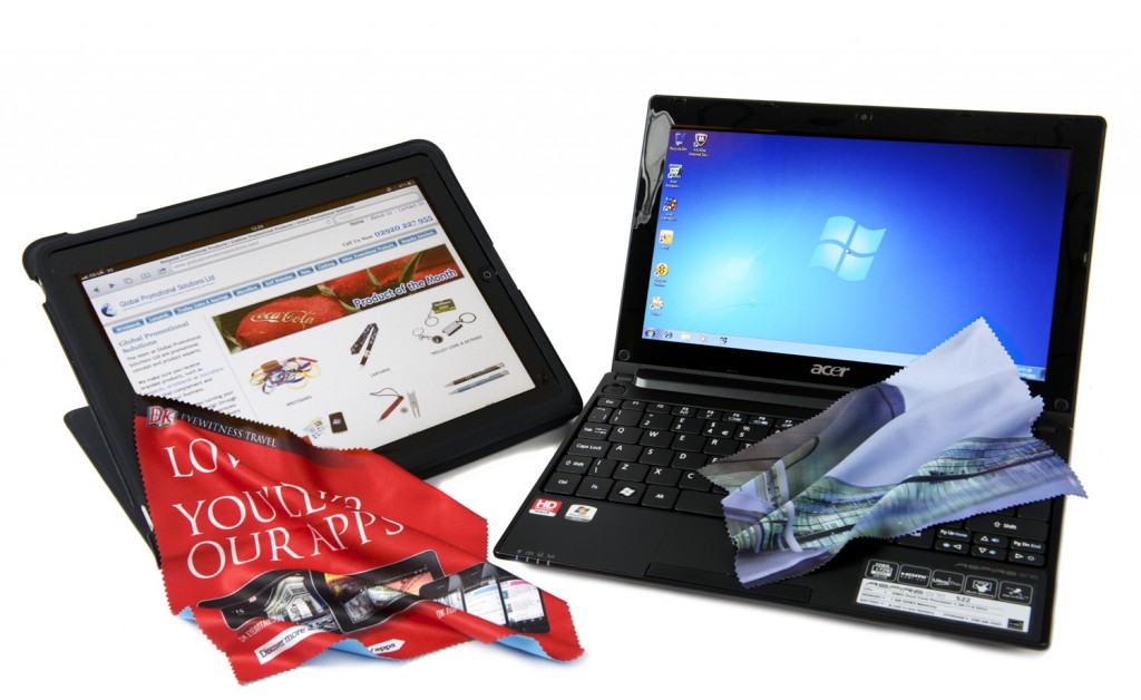 microfibre cloths and laptop