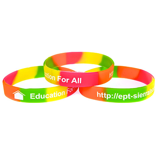 Colour Sectioned Debossed Silicone Wristbands with Colour Fill