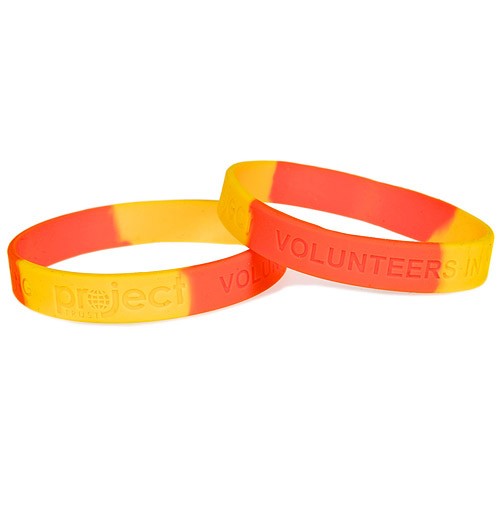 Two Colour Sectioned Debossed Silicone Wristbands