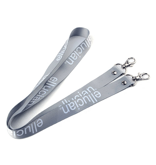 white print double clip lanyards