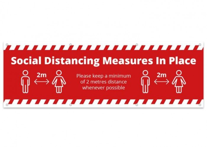 Social Distance PVC Banner 2m x 1 m -red