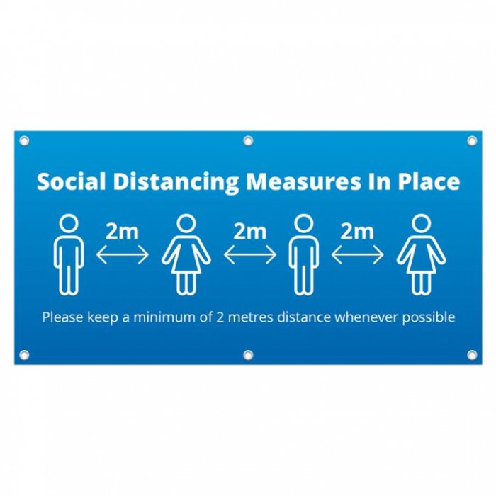 Social Distance PVC Banner 3m x 1m -blue