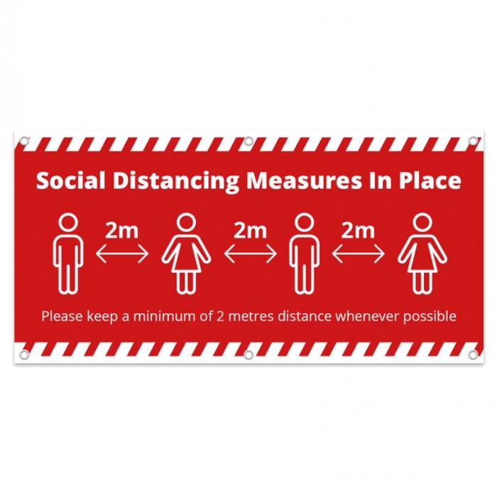 Social Distance PVC Banner 3m x 1m -red