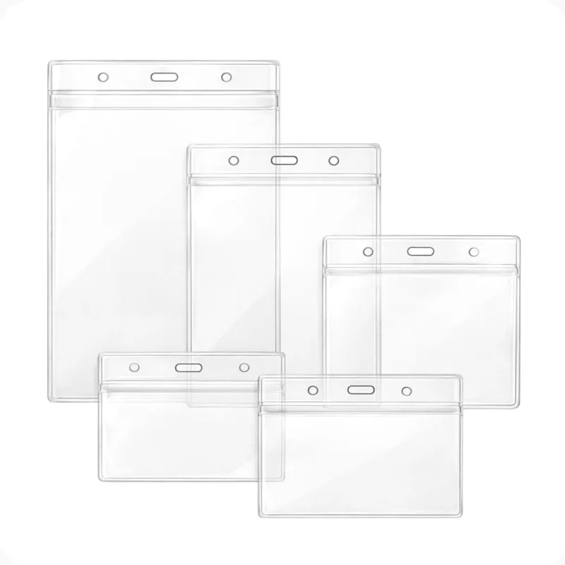 PVC lanyard wallets – clear plastic pouches, multiple sizes, portrait, landscape