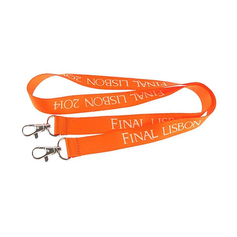 Double clip lanyards – dye sublimation, full colour custom printed, multiple widths